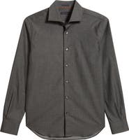 Zanella Bassano Tailored Fit Solid Stretch Cotton Twill Dress Shirt