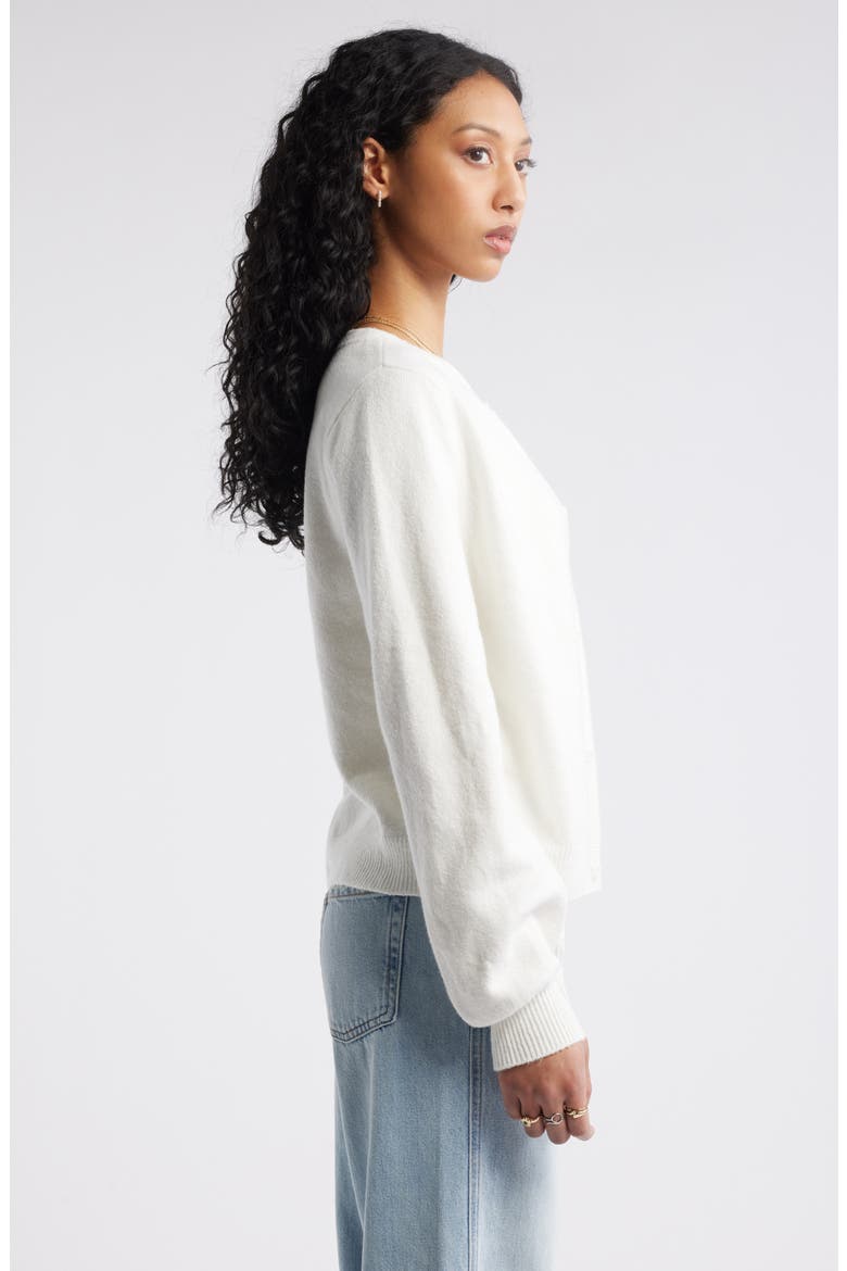 Crewneck Cotton Blend Cardigan, Alternate, color, IVORY