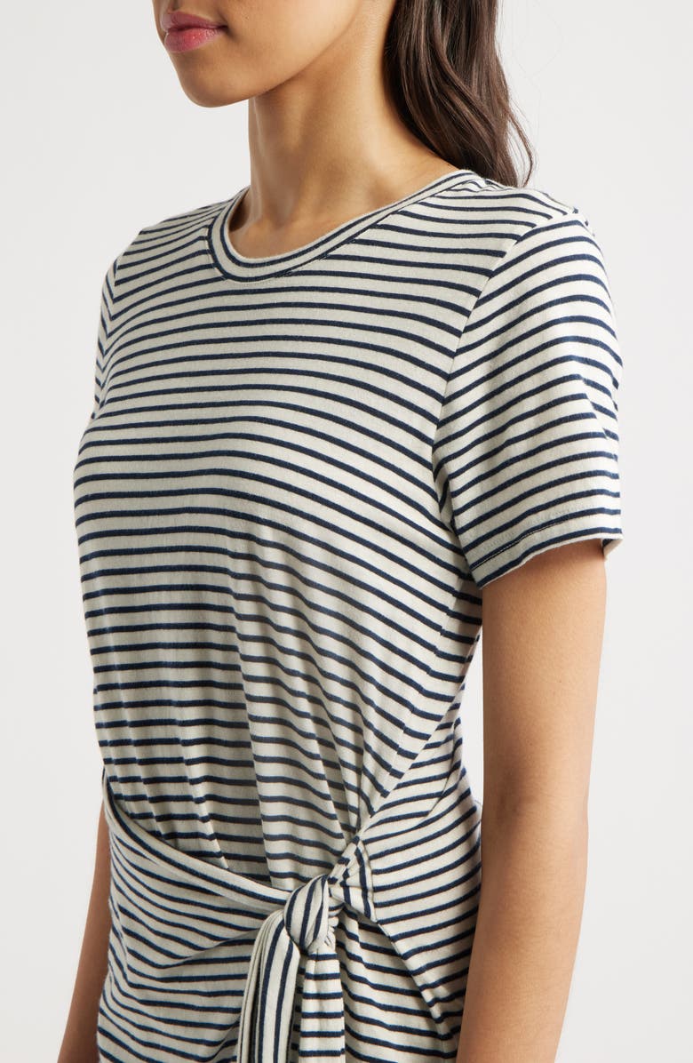 Rails Edie Stripe Tie Waist T-Shirt Dress, Alternate, color, Ivory Navy Micro Stripe