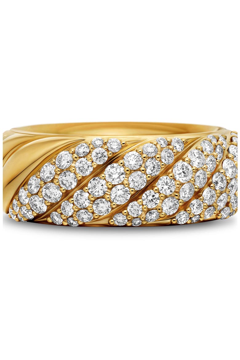 Sculpted Cable Band Ring in 18K Yellow Gold with Pavé Diamonds, Alternate, color, 18K YELLOW GOLD