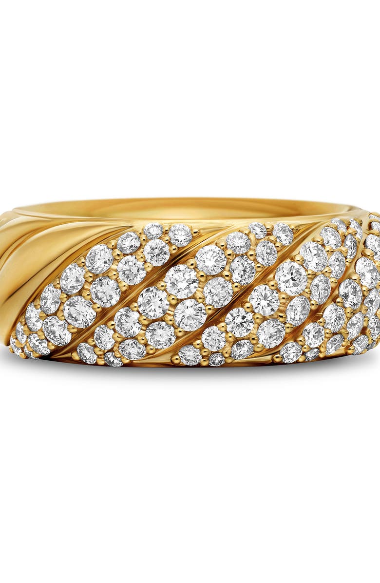 David Yurman Sculpted Cable Band Ring in 18K Yellow Gold with Pavé Diamonds, Alternate, color, 18K Yellow Gold