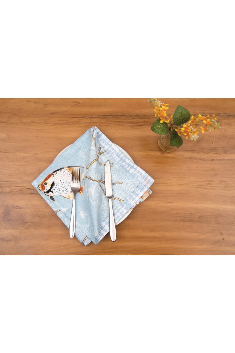 Meraki Island Reversible Blue Coastal Napkin, Set of 6, Alternate, color, Blue