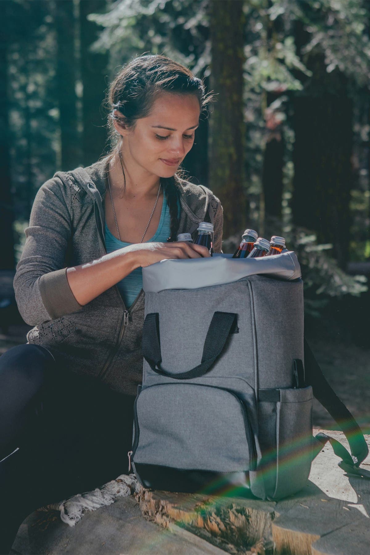 On The Go Roll-Top Cooler Backpack, Alternate, color, HEATHERED GRAY