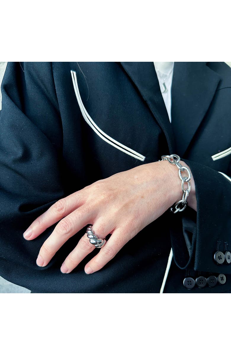 Outofoffice Silver Round Chain Necklace Bracelet Set, Alternate, color, Silver