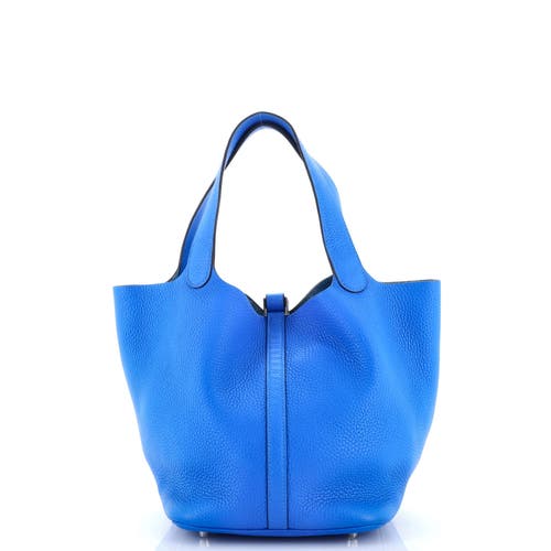 Pre-owned Hermes Hermes Picotin Lock Bag Clemence Mm In Blue