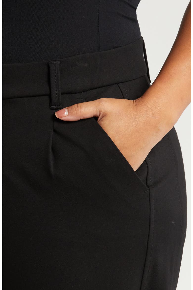 'Ab'Solution Skyrise Pleated Ankle Straight Leg Pants, Alternate, color, BLACK