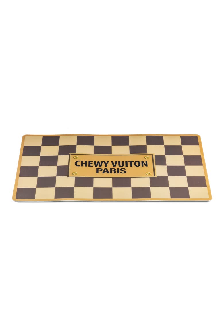 Checker Chewy Vuiton Placemat, Alternate, color, BROWN TAN