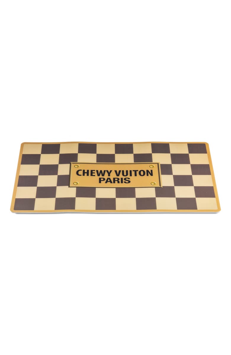 Haute Diggity Dog Checker Chewy Vuiton Placemat, Alternate, color, Brown Tan