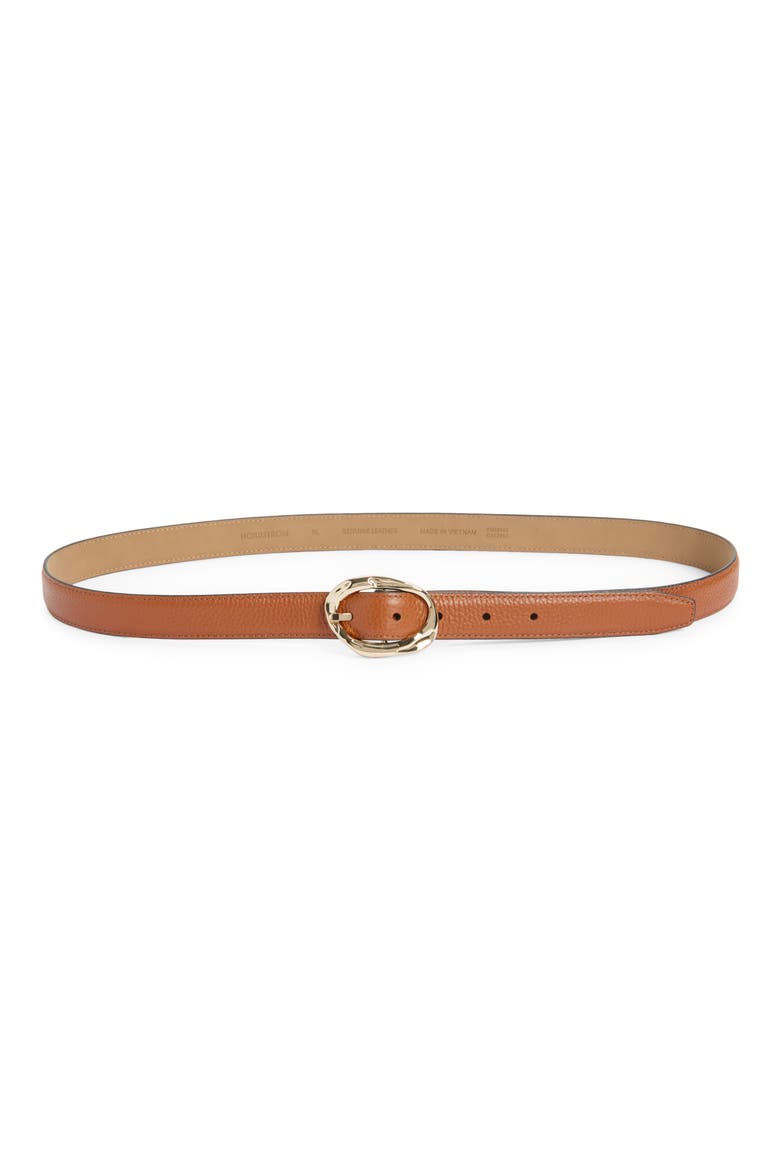 Cora Slim Leather Belt, Main, color, RUST BISQUE- GOLD