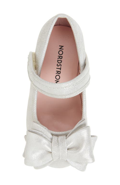 Nordstrom Kids' Blairre Bow Flat In Silver Shimmer