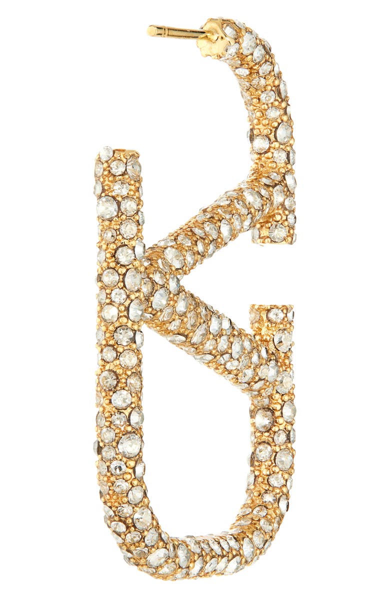 Valentino Garavani VLOGO Crystal Drop Earrings, Alternate, color, 18/ Crystal Silver Shade