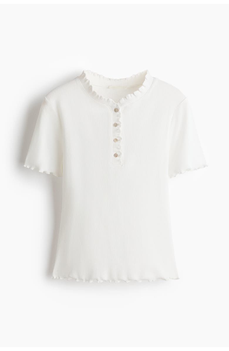 H&M Overlocked jersey top, Alternate, color, White