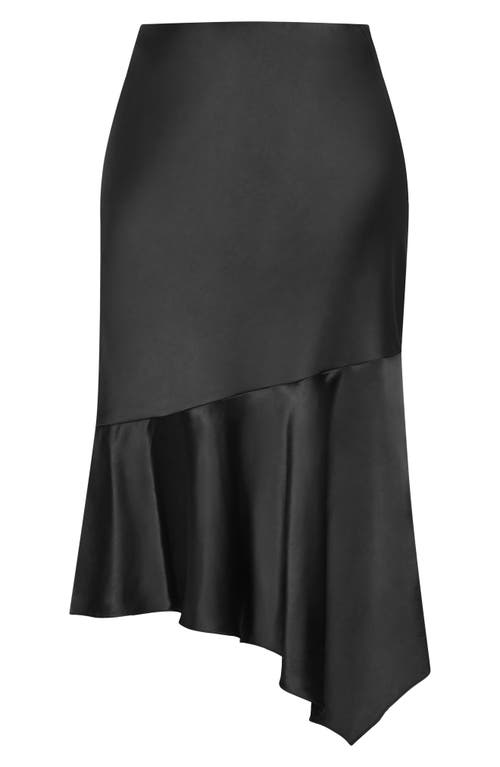 Shop City Chic Keyla Asymmetric Satin Skirt In Black