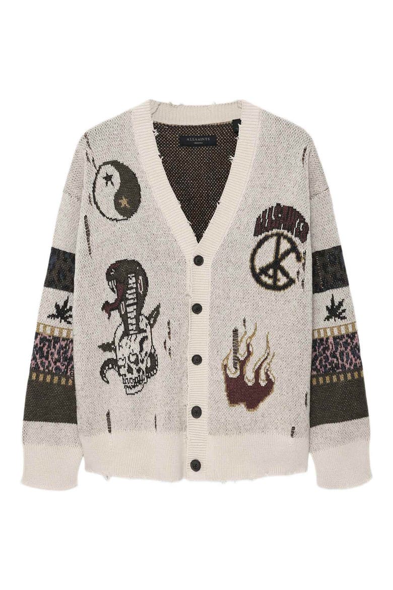 Bram Distressed Cotton Cardigan, Main, color, ECRU WHITE
