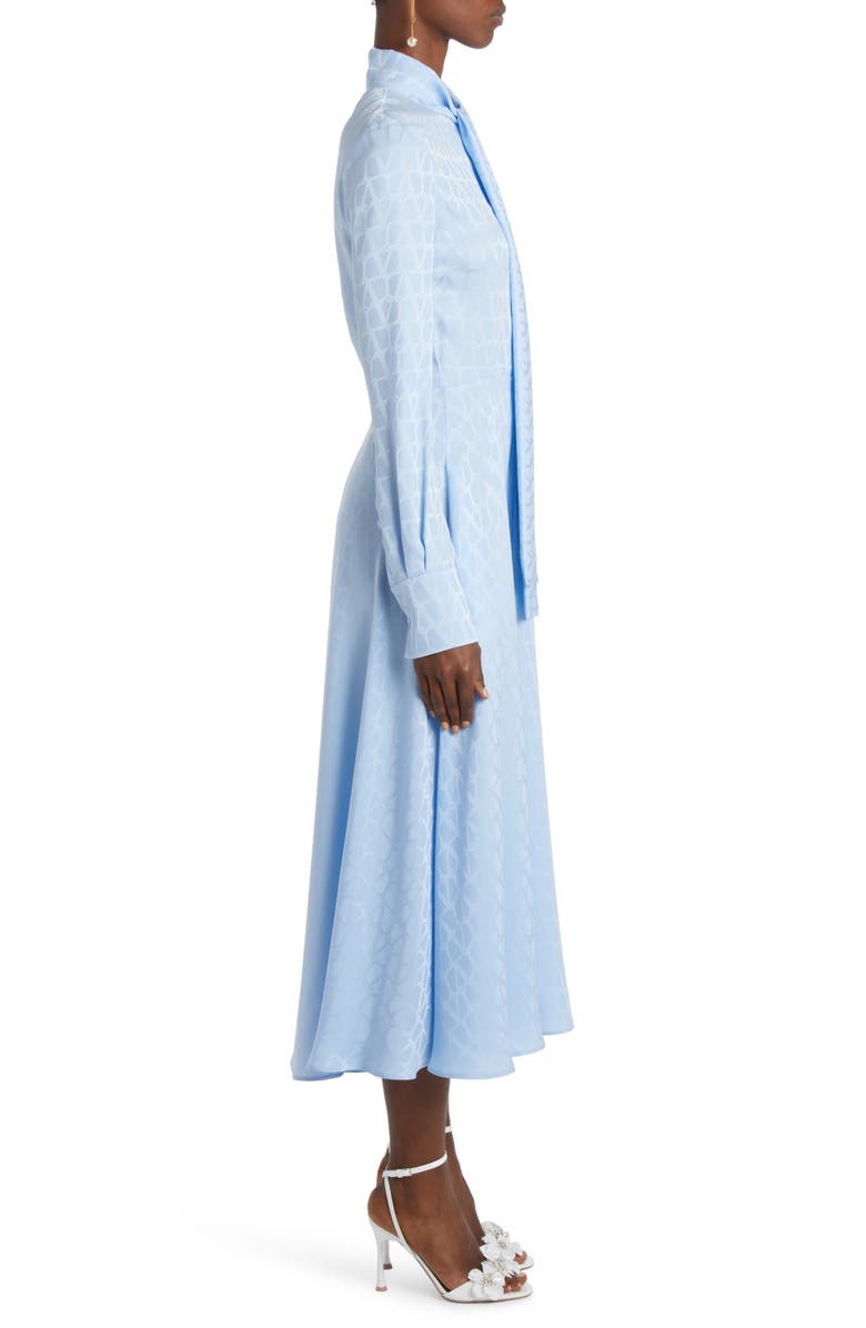 Valentino Garavani VLOGO Toile Iconographe Long Sleeve Silk Midi Dress, Alternate, color,