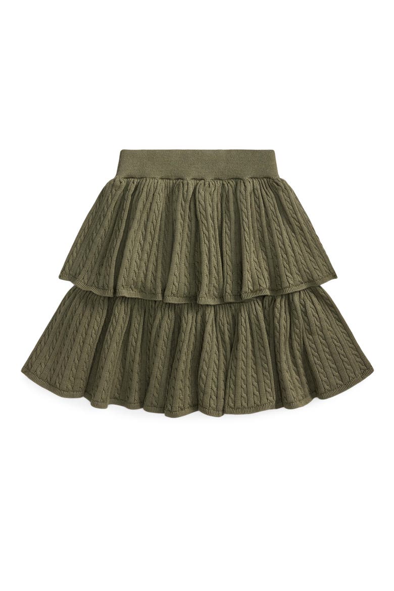 Kids' Cable Knit Tiered Skirt, Alternate, color, GREEN
