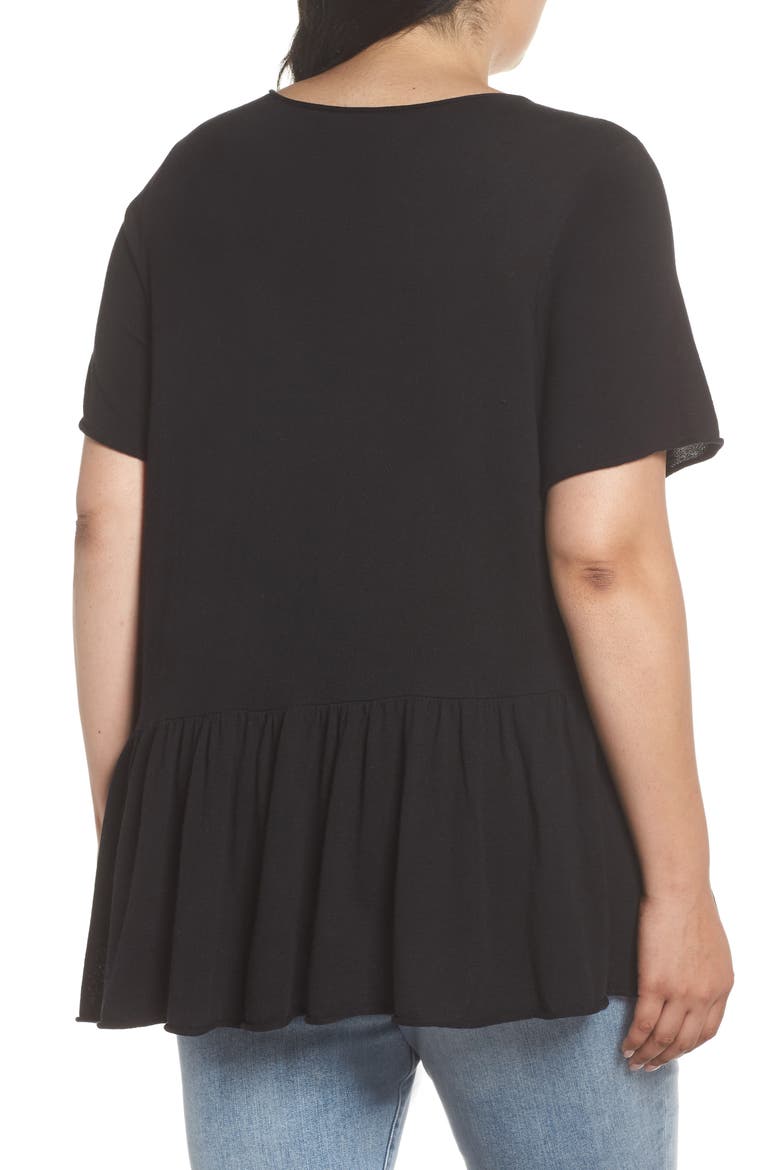 Peplum Top, Alternate, color, BLACK
