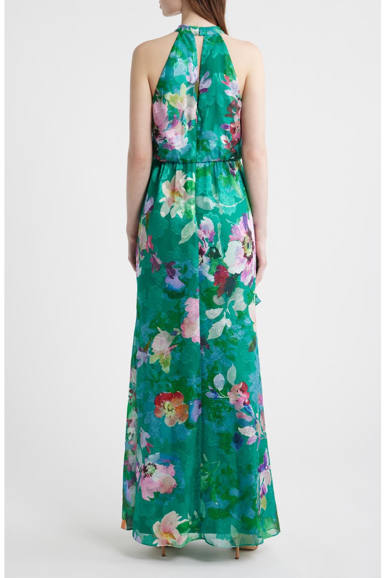 Ruffle Floral Evening Gown, Alternate, color, GREEN MULTI