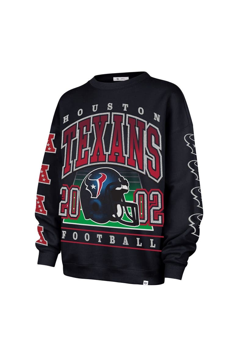 Women's '47  Navy Houston Texans Go Big Oversized Pullover Sweatshirt, Alternate, color, Navy