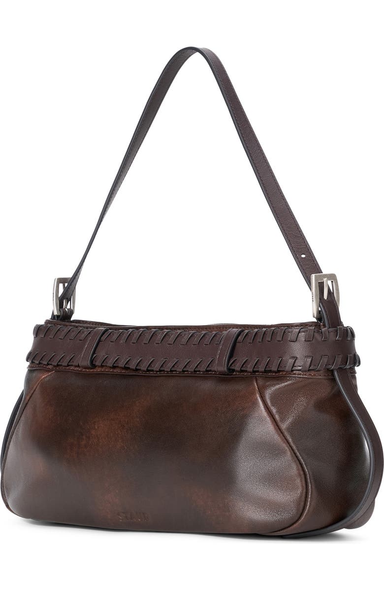STAUD Brooklyn Leather Shoulder Bag, Alternate, color, Espresso Distressed
