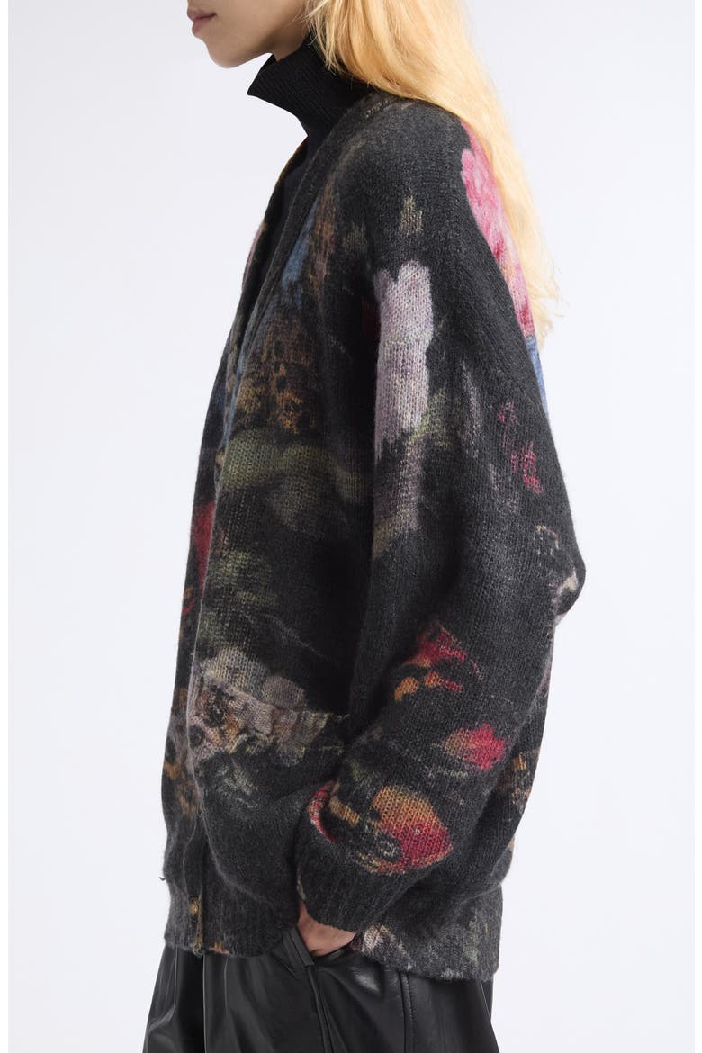 Oversized Cashmere Cardigan, Alternate, color, RED BLUE BLACK BUTTERFLY