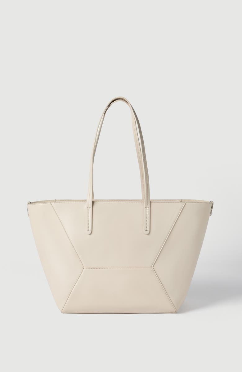 Brunello Cucinelli Calfskin small BC Duo bag, Alternate, color, Ivory