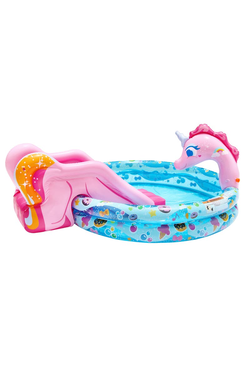 Spray 'N Splash 78 x 60 x 32" Unicorn Inflatable Pool, Alternate, color, Multicolored