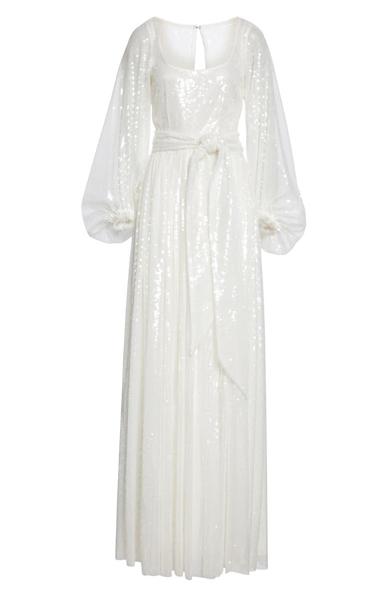 STAUD Pearl Sequin Balloon Sleeve Maxi Dress, Alternate, color,