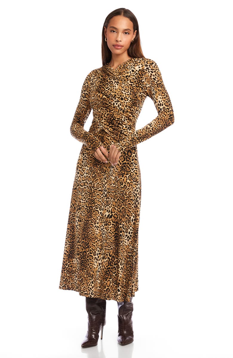 FIFTEEN TWENTY Kourtney Leopard Print Long Sleeve Dress, Alternate, color, Leopard