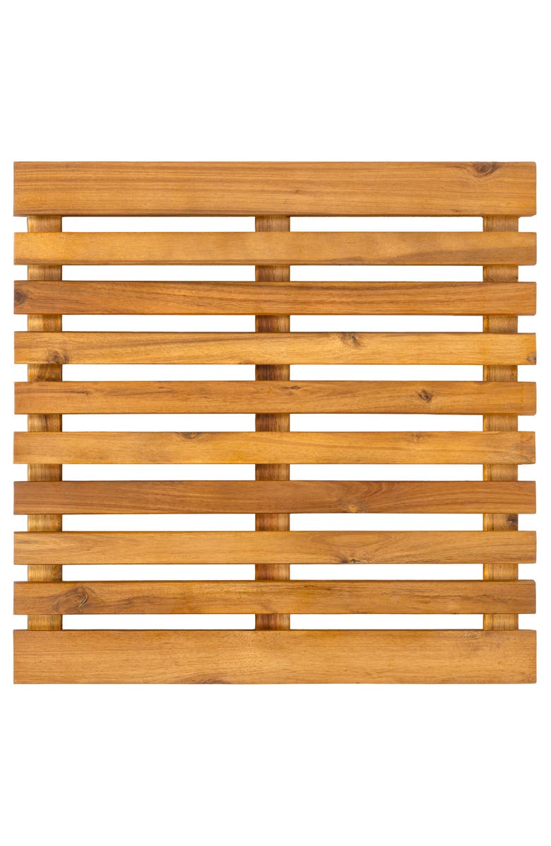 JONATHAN Y Paige Modern Classic Acacia Wood Slat Indoor/Outdoor Shower Mat, Alternate, color, Natural (2' Square)