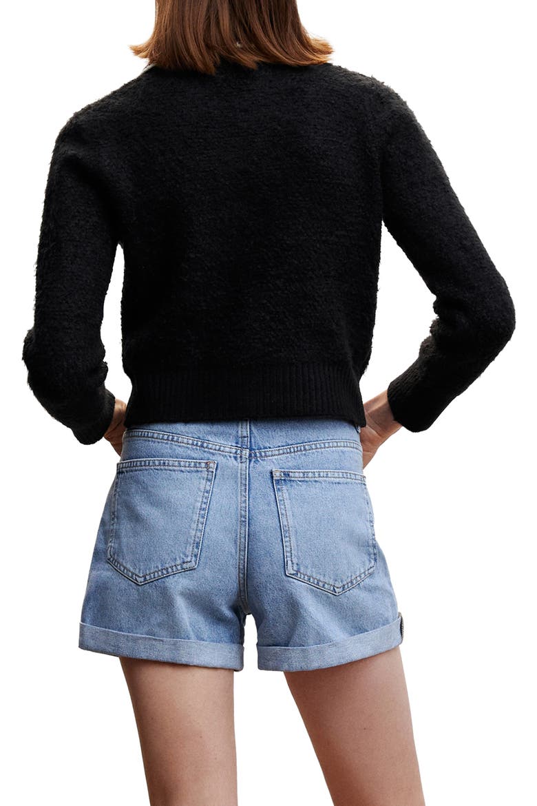 Contrast Trim Crop Cardigan, Alternate, color, BLACK