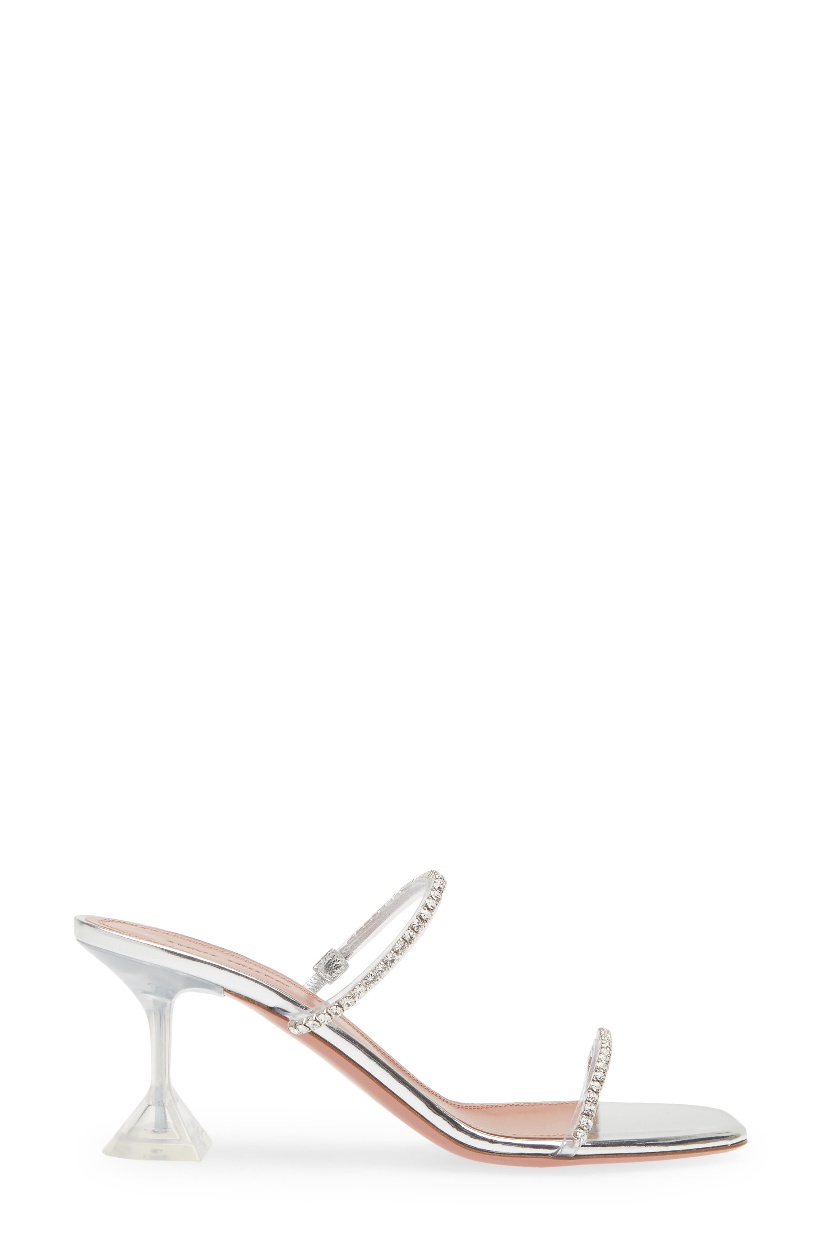 Amina Muaddi Gilda Crystal Strap Slide Sandal, Alternate, color, Silver/ Crystals
