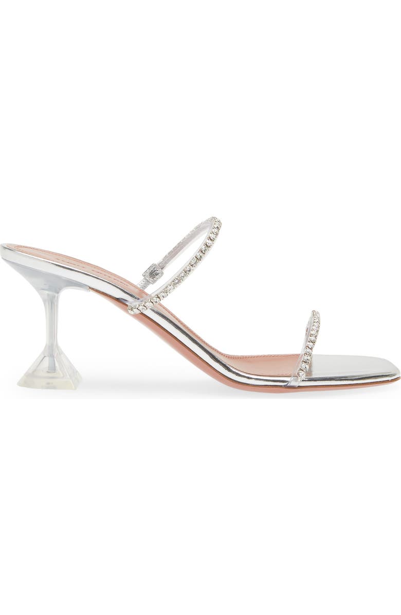 Amina Muaddi Gilda Crystal Strap Slide Sandal, Alternate, color, Silver/ Crystals