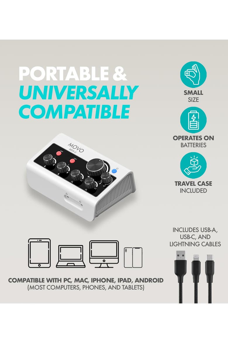 Podcast Equipment Bundle for iPhone & Android with Audio Interface, 2 Dynamic Mics, 2 Headphones, and Table Stands, Alternate, color, Black