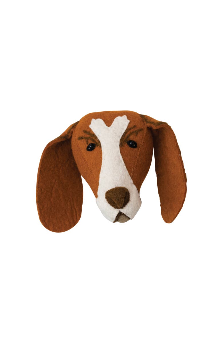 Storied Home Handmade Wool Felt Dog Head Wall Hanging, Main, color, Brown