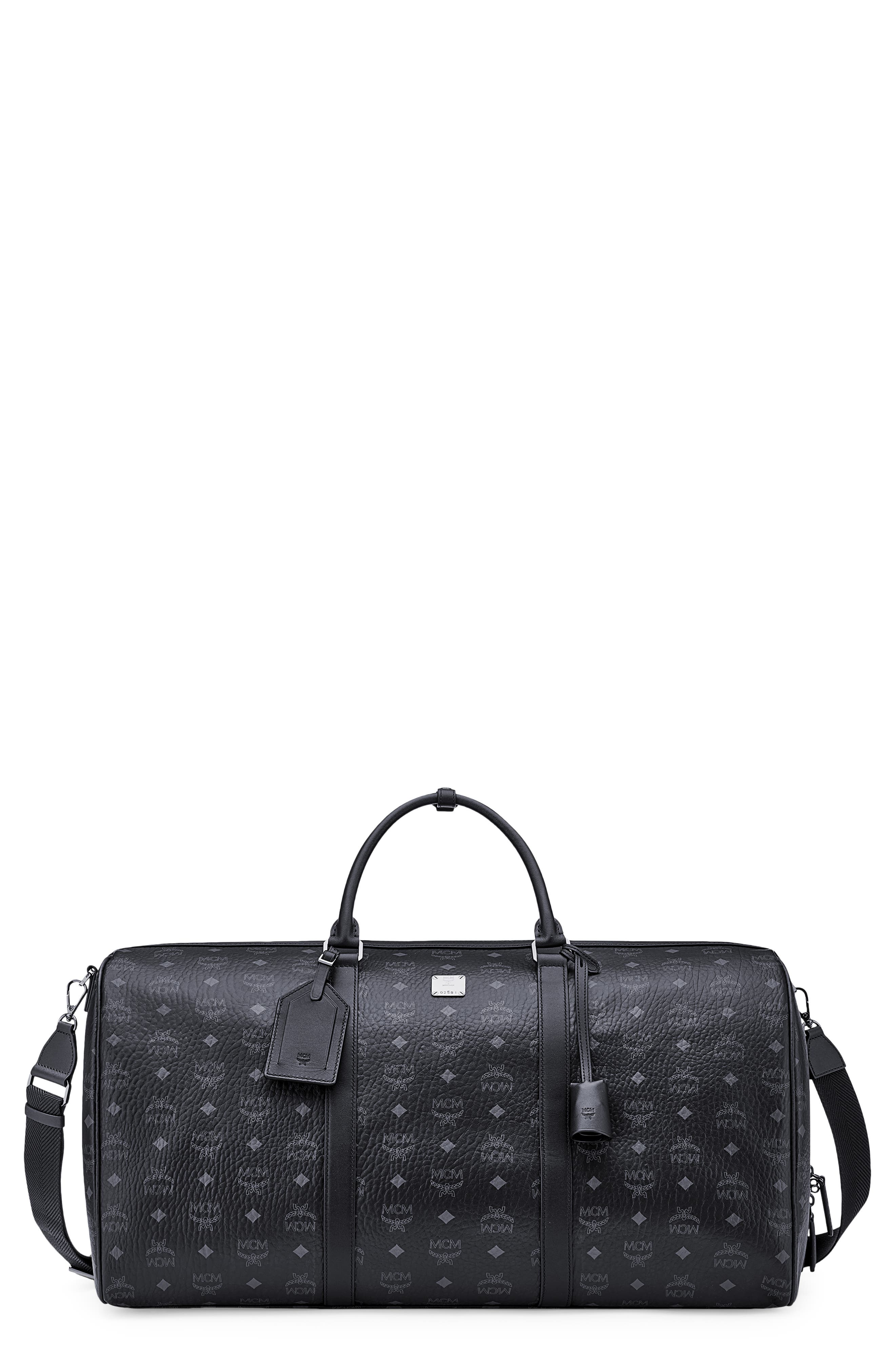 Ottomar Weekender Bag in Visetos, Main, color, BLACK