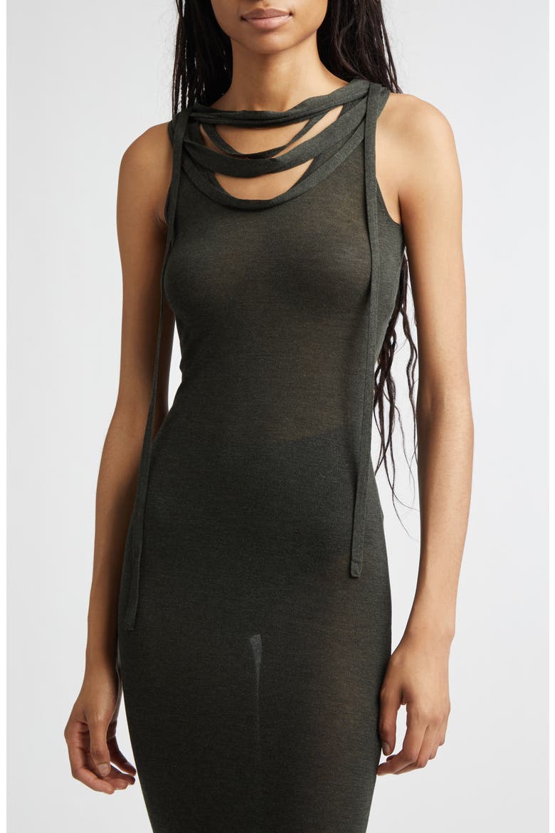 Oliveti Sheer Dress, Alternate, color, KHAKI