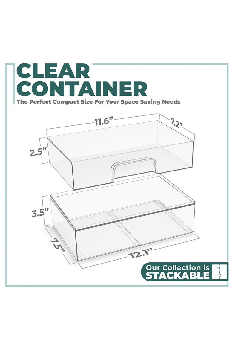 Set of 2 Stackable Acrylic Drawers, Alternate, color, CLEAR