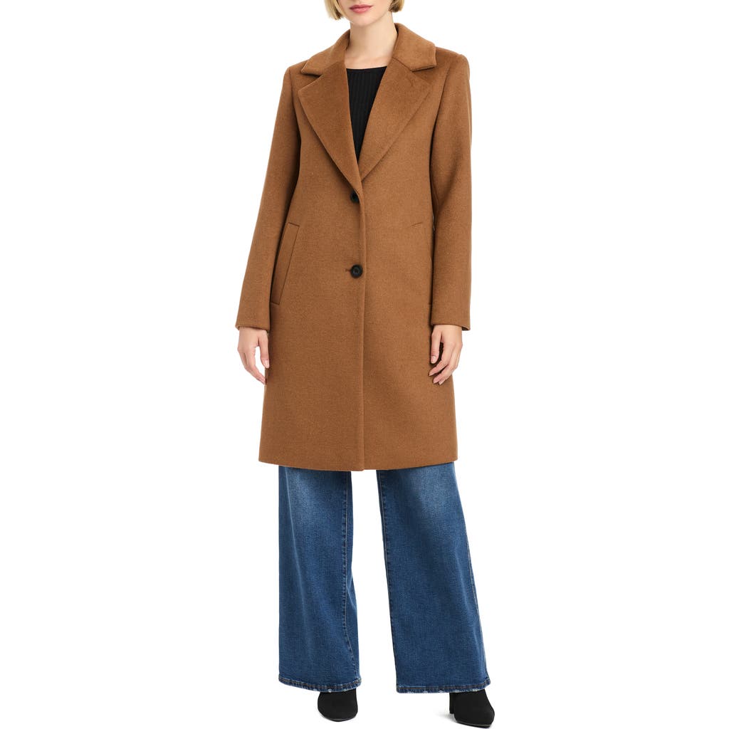 Vince Camuto Wool Blend Coat In Brown