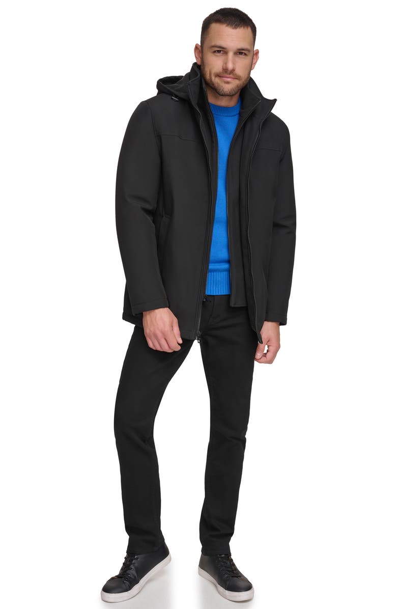 Calvin Klein Hooded Bib Jacket, Alternate, color, Black