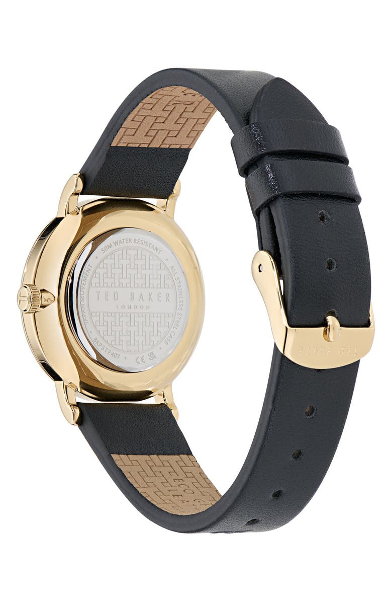 Ted Baker Classic Leather Strap Watch, 32mm, Alternate, color, Black