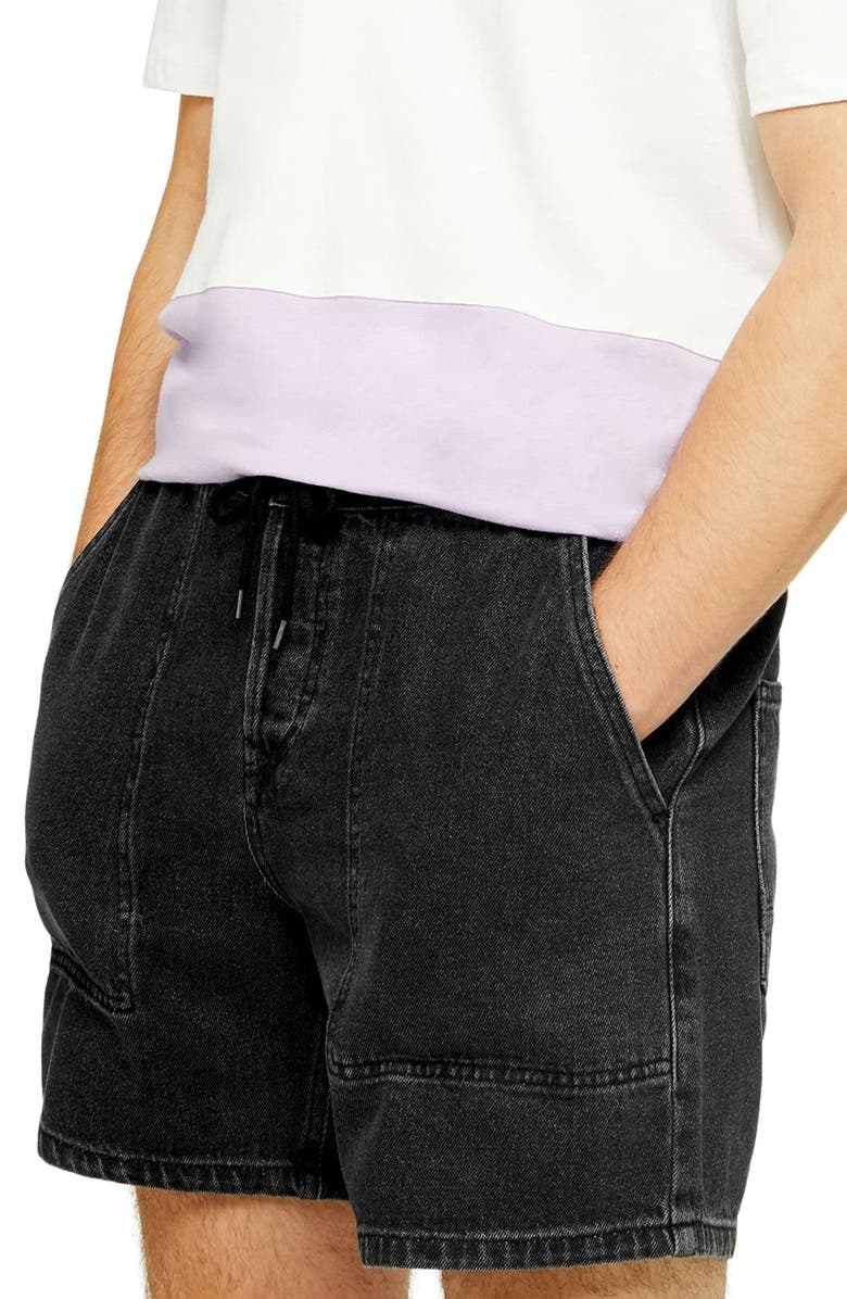 Topman Drawstring Denim Shorts, Main, color,