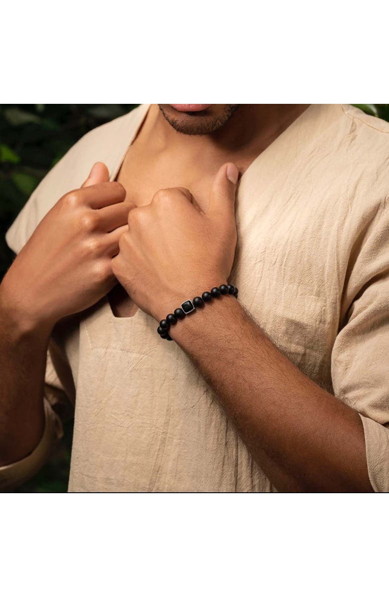 Karma and Luck Men's Matte Black Onyx Beaded Bracelet Powerful Vibrations, Alternate, color, Black