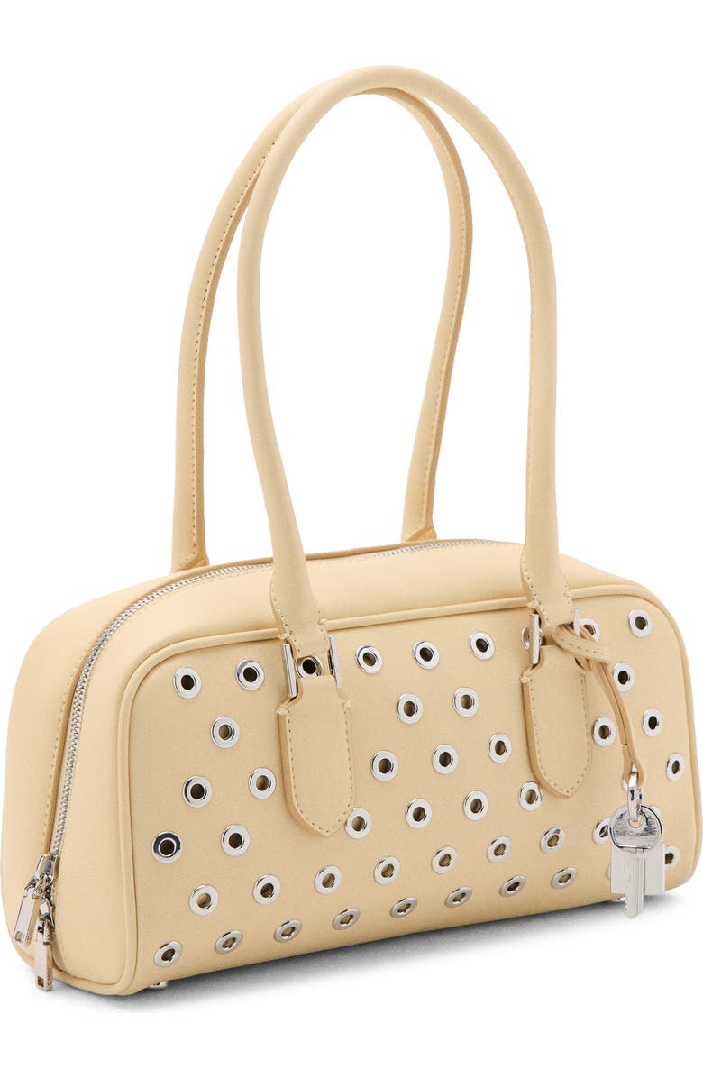 MANGO Faux Leather Eyelets Bowling Bag, Alternate, color, Vanilla