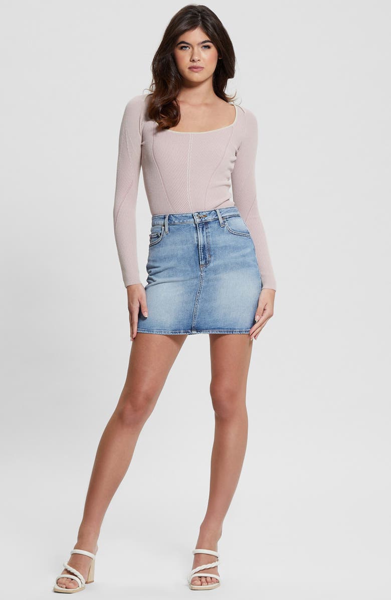 GUESS Blandine Corset Detail Sweater, Alternate, color, Beige