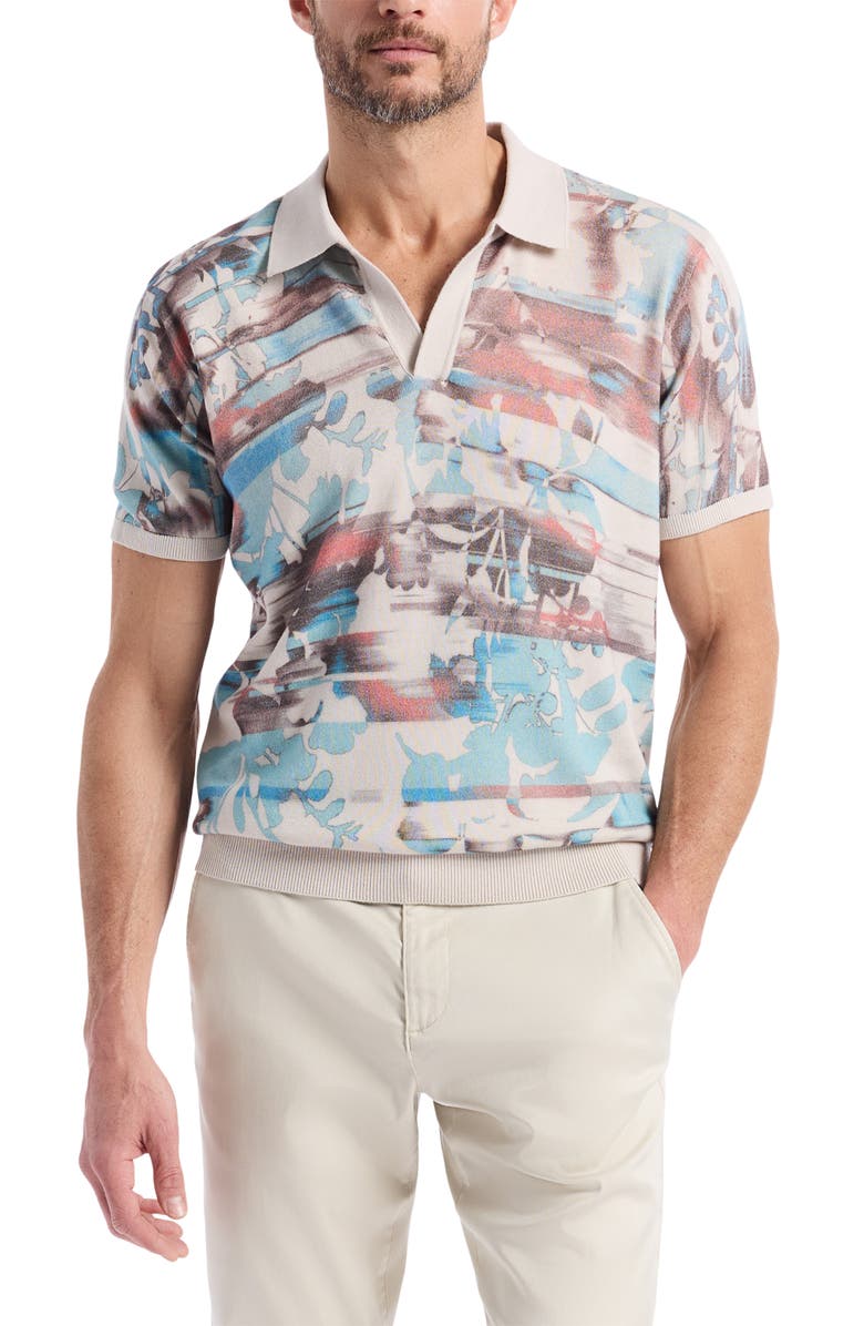 Robert Graham Ordale Johnny Collar Cotton Sweater Polo, Main, color, Multi