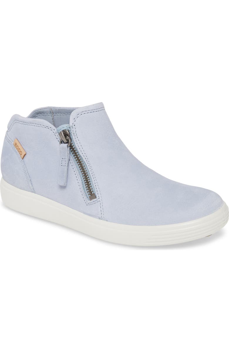 ECCO Soft 7 Mid Top Sneaker, Main, color, Dusty Blue Leather
