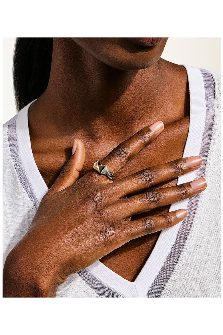 Icon Stud Ring, Alternate, color, SILVER AND GOLD