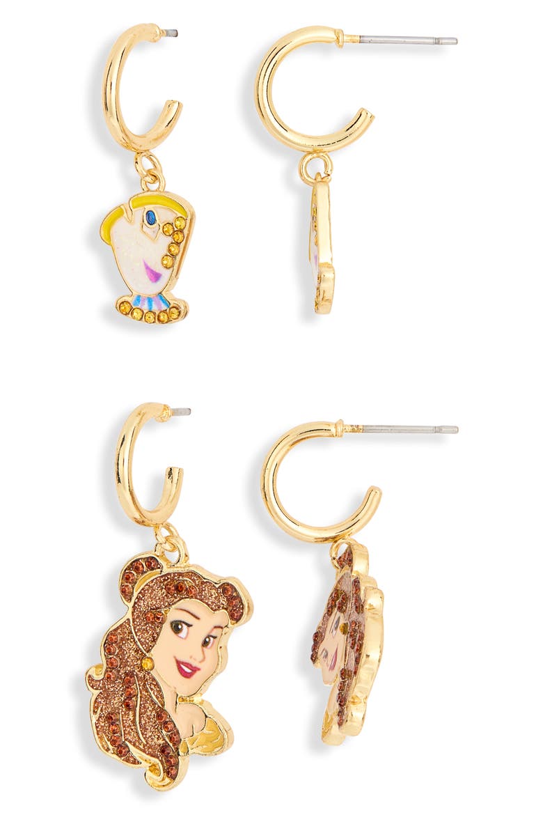 Disney Belle & Chip Set of 2 Hoop Earrings, Alternate, color, MULTI