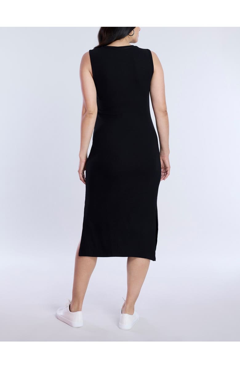 MOTHERHOOD MATERNITY Crew Neck Rib Knit Sleeveless Midi Dress, Alternate, color, Black